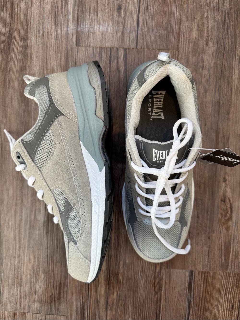 Everlast Beige and Gray Lace-Up Athletic Sneakers